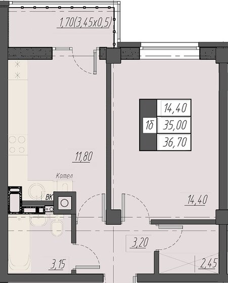 36,7 м², 1-комнатная квартира 6 606 000 ₽ - изображение 1