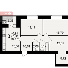 Квартира 79,7 м², 3-комнатная - изображение 1