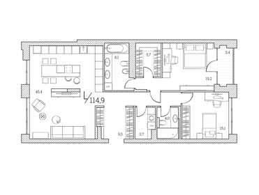 125 м², 3-комнатная квартира 25 400 000 ₽ - изображение 144