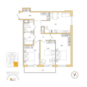 88,7 м², 3-комнатная квартира 17 150 000 ₽ - изображение 100