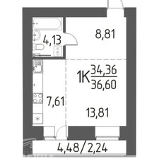 Квартира 36,6 м², 1-комнатная - изображение 4