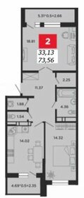 Квартира 73,6 м², 2-комнатная - изображение 1