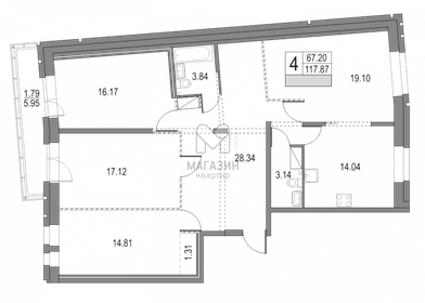 Квартира 120 м², 4-комнатная - изображение 1