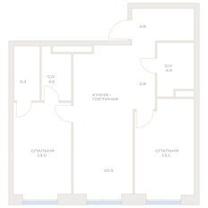 Квартира 65,9 м², 2-комнатная - изображение 2