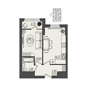 34,4 м², 1-комнатная квартира 5 330 450 ₽ - изображение 16