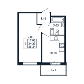 Квартира 35,3 м², 1-комнатная - изображение 4