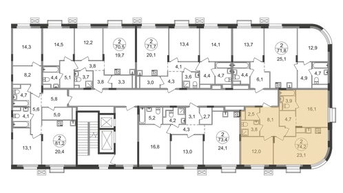 74,7 м², 2-комнатная квартира 24 000 000 ₽ - изображение 66