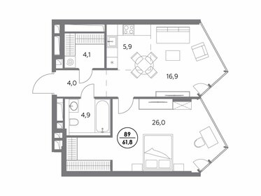 57,1 м², 1-комнатная квартира 52 646 200 ₽ - изображение 29