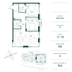 Квартира 75 м², 3-комнатная - изображение 2