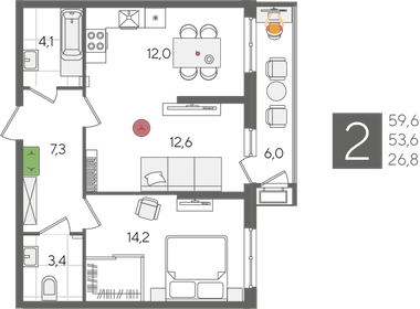 60 м², 3-комнатная квартира 9 000 000 ₽ - изображение 75
