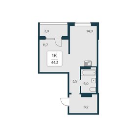 Квартира 44,3 м², 1-комнатная - изображение 1