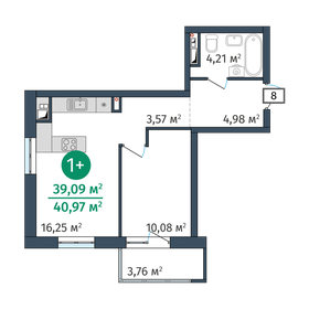 39,5 м², 1-комнатная квартира 5 450 000 ₽ - изображение 98
