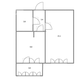 Квартира 34,7 м², 1-комнатная - изображение 1