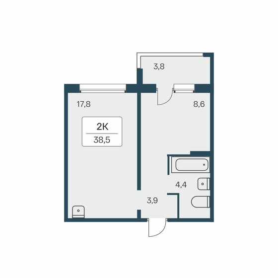 38,5 м², 2-комнатная квартира 4 950 000 ₽ - изображение 1