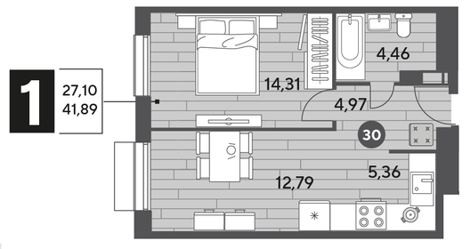 41,9 м², 1-комнатная квартира 5 831 088 ₽ - изображение 53