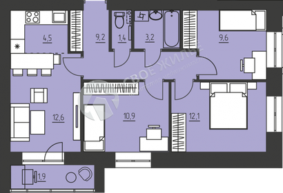 66,5 м², 3-комнатная квартира 7 581 000 ₽ - изображение 17