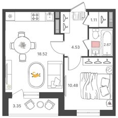 Квартира 39 м², 2-комнатная - изображение 2