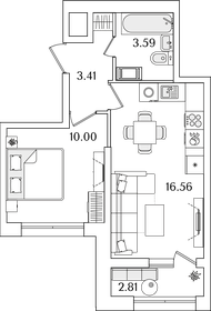 Квартира 35 м², 1-комнатная - изображение 1