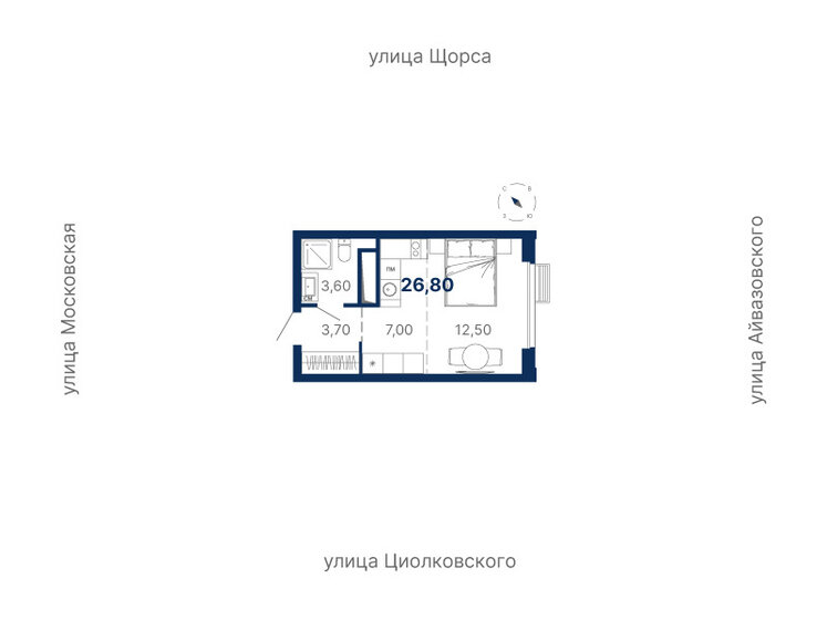 26,8 м², квартира-студия 6 135 553 ₽ - изображение 1