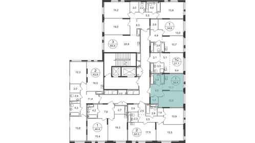 Квартира 34,4 м², 1-комнатная - изображение 2