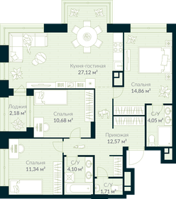 101,2 м², 3-комнатная квартира 18 124 504 ₽ - изображение 9