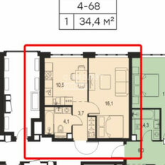 Квартира 34,4 м², 1-комнатная - изображение 2