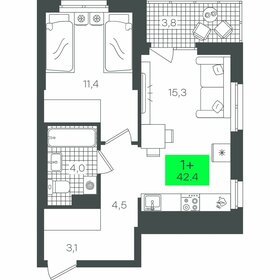 Квартира 44,4 м², 1-комнатная - изображение 1