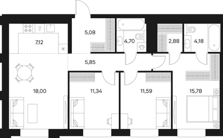 82 м², 3-комнатная квартира 29 800 000 ₽ - изображение 134
