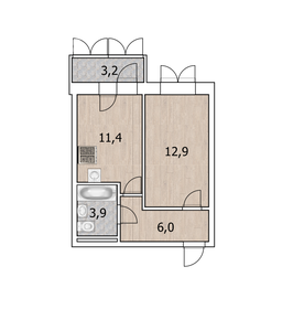 Квартира 35 м², 1-комнатная - изображение 1