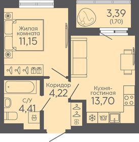 Квартира 35,2 м², 1-комнатная - изображение 1