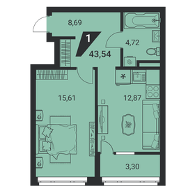 Квартира 43,5 м², 1-комнатная - изображение 1