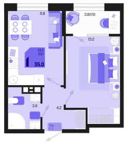 36,2 м², 1-комнатная квартира 7 200 000 ₽ - изображение 121