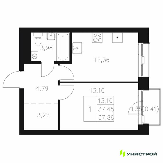 37,9 м², 1-комнатная квартира 12 500 000 ₽ - изображение 32
