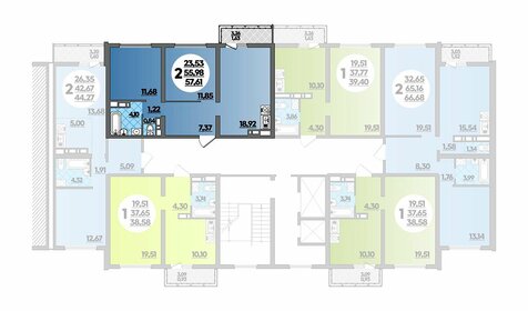 Квартира 57,6 м², 2-комнатная - изображение 1