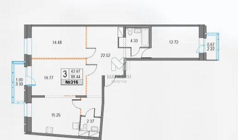 60 м², 2-комнатная квартира 15 900 000 ₽ - изображение 42
