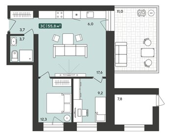 57,7 м², квартира-студия 3 500 000 ₽ - изображение 65