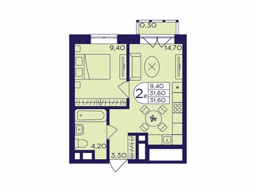 Квартира 31,9 м², 1-комнатная - изображение 1