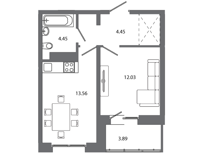 40,6 м², 1-комнатная квартира 6 306 470 ₽ - изображение 1