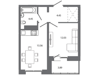 40,6 м², 1-комнатная квартира 6 306 470 ₽ - изображение 3