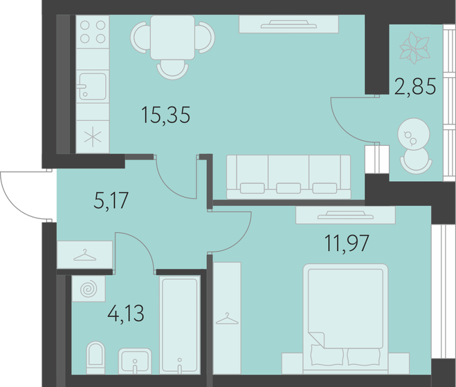 37,9 м², 1-комнатная квартира 5 650 000 ₽ - изображение 101