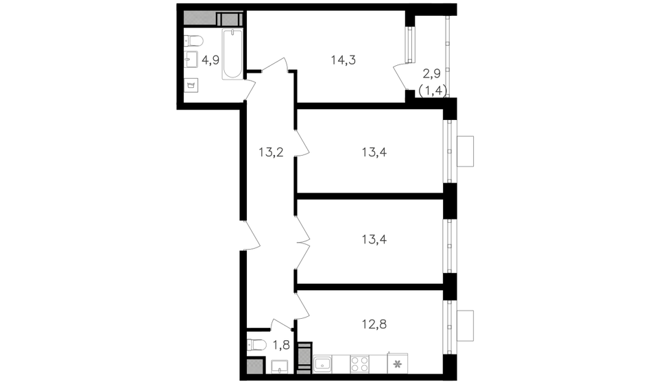 76,9 м², 3-комнатная квартира 28 837 500 ₽ - изображение 27