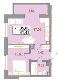 41,6 м², 1-комнатная квартира 4 246 260 ₽ - изображение 14
