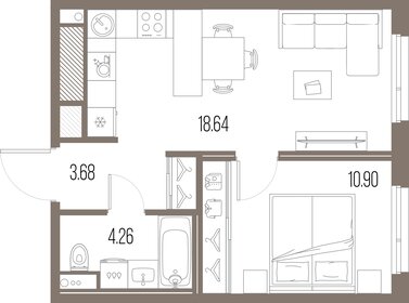 42,5 м², 1-комнатная квартира 12 274 800 ₽ - изображение 16