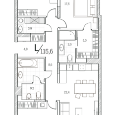 Квартира 115,6 м², 3-комнатные - изображение 3