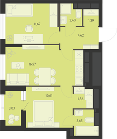 Квартира 54,7 м², 2-комнатная - изображение 1