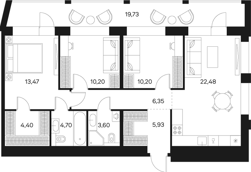 91,2 м², 4-комнатная квартира 33 587 168 ₽ - изображение 19