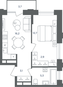 Квартира 41,3 м², 1-комнатная - изображение 1