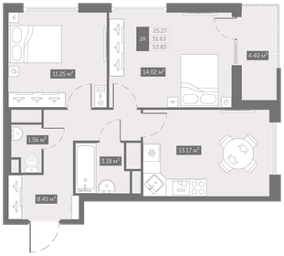 58,4 м², 2-комнатная квартира 8 003 136 ₽ - изображение 26