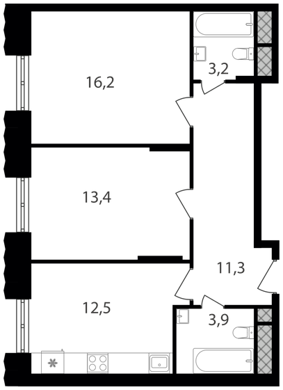 60,5 м², 2-комнатные апартаменты 14 235 650 ₽ - изображение 1