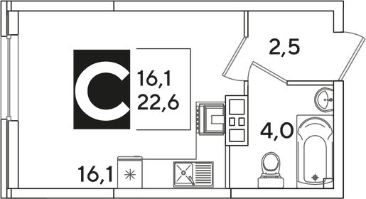 22,6 м², квартира-студия 4 953 920 ₽ - изображение 29